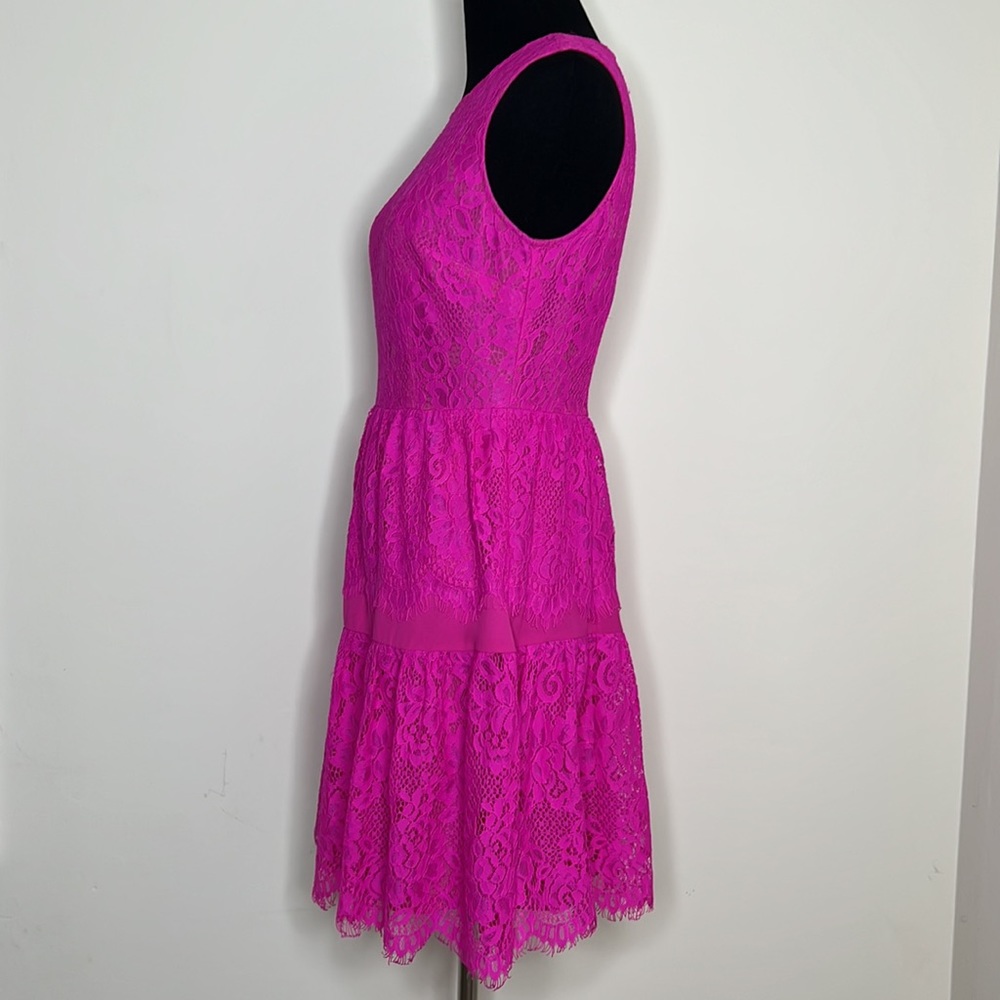 CECE Fuchsia Petite Sleeveless Lace Dress 2P - Picture 4 of 8